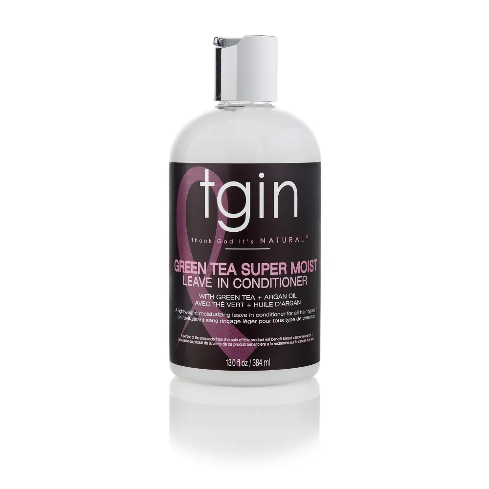 tgin Green Tea Super Moist Leave in Conditioner for Curly, Coily and Wavy Hair, with Argan Oil, Shea Butter and Green Tea, Moisturizes and Nourishes Dry Hair, 13 oz