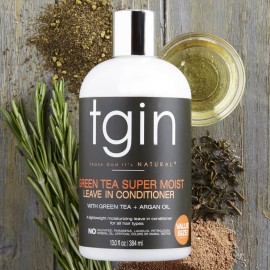 tgin Green Tea Super Moist Leave in Conditioner for Curly, Coily and Wavy Hair, with Argan Oil, Shea Butter and Green Tea, Moisturizes and Nourishes Dry Hair, 13 oz