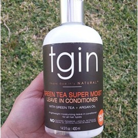 tgin Green Tea Super Moist Leave in Conditioner for Curly, Coily and Wavy Hair, with Argan Oil, Shea Butter and Green Tea, Moisturizes and Nourishes Dry Hair, 13 oz