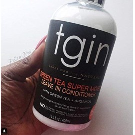 tgin Green Tea Super Moist Leave in Conditioner for Curly, Coily and Wavy Hair, with Argan Oil, Shea Butter and Green Tea, Moisturizes and Nourishes Dry Hair, 13 oz