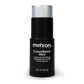 Mehron Makeup CreamBlend Stick | Face Paint, Body Paint, & Foundation Cream Makeup | Perfect for Halloween .75 oz (21 g) (Silver)