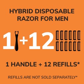 BIC Comfort 3 Refillable Men\'s Razor Gift Set for Father\'s Day, Perfect for Face Shaving, 1 Handle and 12 Cartridges in a Pack BIC Comfort 3 Refillable Men\'s Razor Gift Set for Father\'s Day, Perfect for Face Shaving, 1 Handle and 12 Cartridges in a Pack
