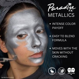 Mehron Paradise FX Metallics - Metallic Silver 1.4 oz | Professional Water Activated Shimmering Metallic Paint for Raves, Costumes, Special Effects, Halloween, Stage, Screen, Theater & Cosplay FX Mehron Paradise FX Metallics - Metallic Silver 1.4 oz | Professional Water Activated Shimmering Metallic Paint for Raves, Costumes, Special Effects, Halloween, Stage, Screen, Theater & Cosplay FX