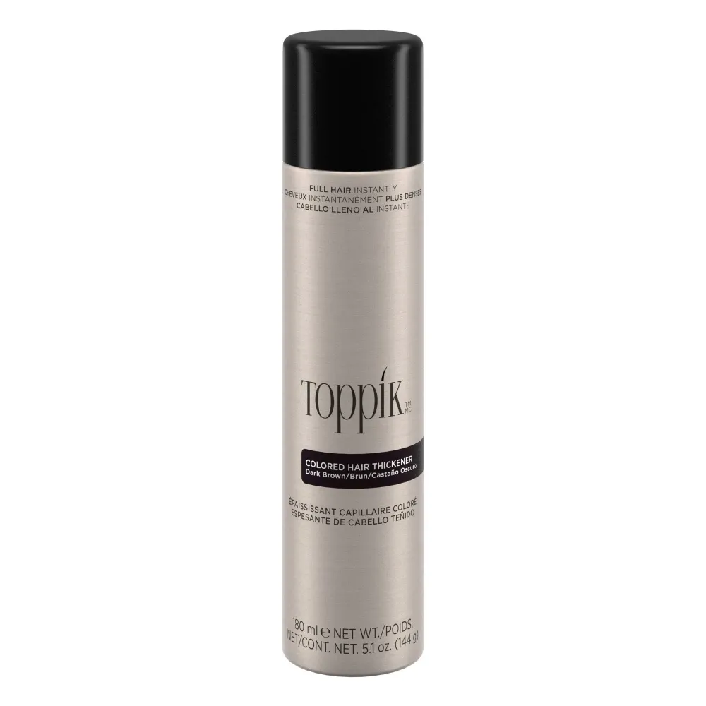 Toppik Colored Hair Thickener, 5.1 OZ Dark Brown Hair Spray Can for Thinning Hair, Hair Spray for Root Touch Up and Hair Thickening Toppik Colored Hair Thickener, 5.1 OZ Dark Brown Hair Spray Can for Thinning Hair, Hair Spray for Root Touch Up and Hair Thickening
