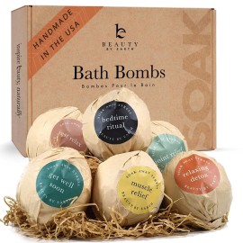 Bath Bombs Gift Set, USA Made with Organic & Natural Ingredients, Mothers Day Gifts, Relaxing Spa Gifts for Women & Men