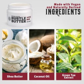 Hustle Butter Deluxe - Tattoo Butter for Before, During, and After the Tattoo Process - Lubricates and Moisturizes - 100% Vegan Replacement for Petroleum-Based Products - 1 oz Hustle Butter Deluxe - Tattoo Butter for Before, During, and After the Tattoo Process - Lubricates and Moisturizes - 100% Vegan Replacement for Petroleum-Based Products - 1 oz
