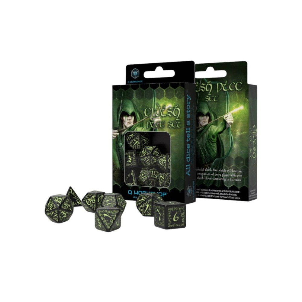 Elvish Dice Black/Glow-in-the-Dark (7) Board Game Elvish Dice Black/Glow-in-the-Dark (7) Board Game