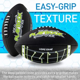 Franklin Sports Kids Football - Playbook Junior Football with Play Diagrams - Small Youth Football with Soft Cover - Black 10x6 Franklin Sports Kids Football - Playbook Junior Football with Play Diagrams - Small Youth Football with Soft Cover - Black 10x6