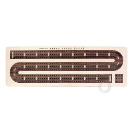House of Cribbage - Continuous Cribbage Board / Box inlaid Rosewood 3 Tracks on Maple Board 12 : Sliding Lid : Drawer