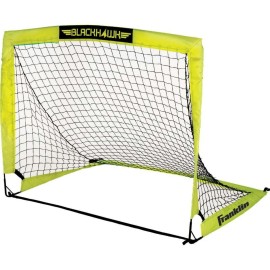 Franklin Sports Blackhawk Backyard Soccer Goal - Portable Kids Soccer Net - Pop Up Folding Indoor + Outdoor Goals - 4\' x 3\' - Optic Yellow
