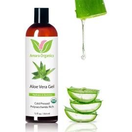 USDA Organic Aloe Vera Gel - For Face, Body, Hair - 100% Pure, After Sun Care