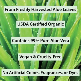 USDA Organic Aloe Vera Gel - For Face, Body, Hair - 100% Pure, After Sun Care USDA Organic Aloe Vera Gel - For Face, Body, Hair - 100% Pure, After Sun Care