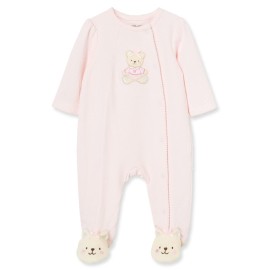 Little Me Baby-Girls Sweet Bear Footie, Light Pink, Newborn