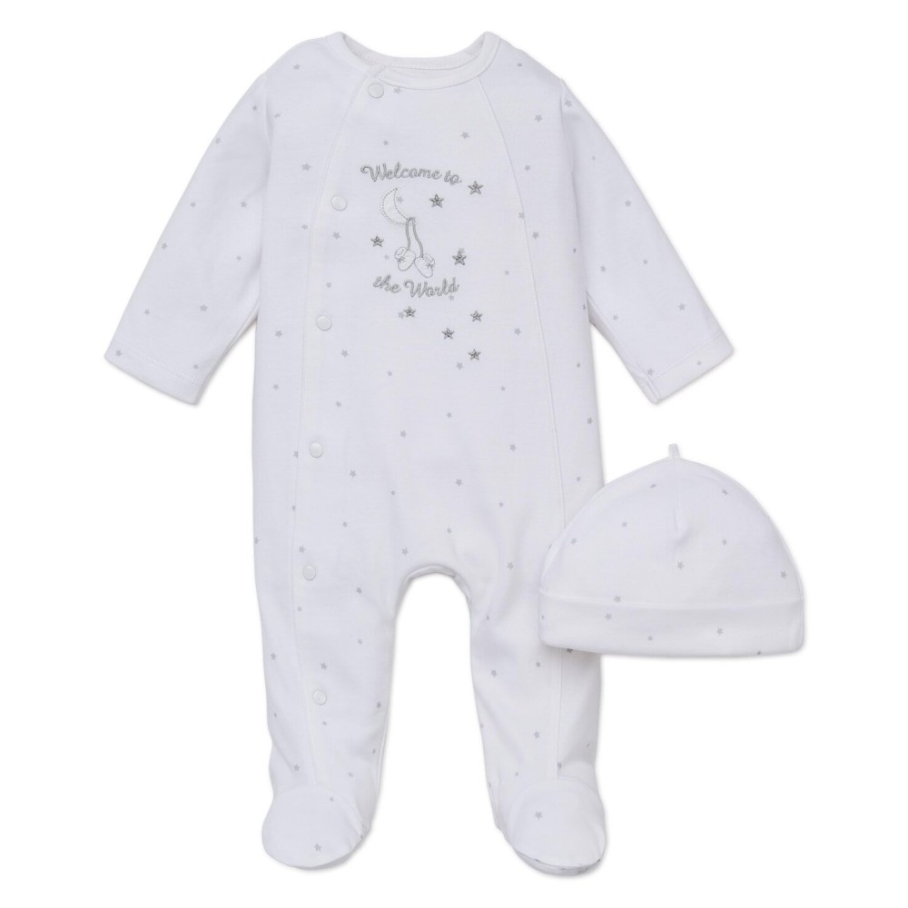 Little Me Baby 2-Piece Welcome to the World Footie and Cap Set, Newborn Little Me Baby 2-Piece Welcome to the World Footie and Cap Set, Newborn