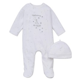 Little Me Baby 2-Piece Welcome to the World Footie and Cap Set, Newborn