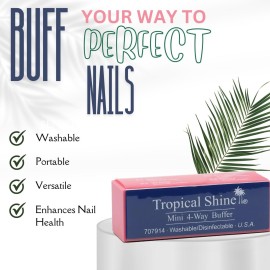 Tropical Shine Mini 4 Way Buffer Block - Professional Nail Buffering Block for Shaping, Smoothing, and Polishing Nails - Portable Nail Care (2 Pack)