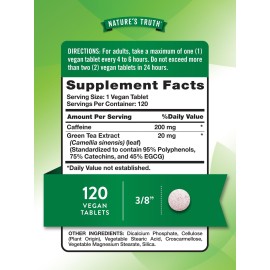 Nature\'s Truth Caffeine Pills | 220mg | 120 Count | With Green Tea Extract | Vegan, Non-GMO & Gluten Free Supplement Nature\'s Truth Caffeine Pills | 220mg | 120 Count | With Green Tea Extract | Vegan, Non-GMO & Gluten Free Supplement