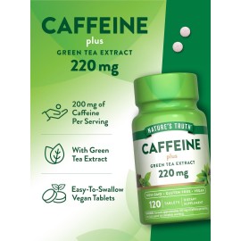 Nature\'s Truth Caffeine Pills | 220mg | 120 Count | With Green Tea Extract | Vegan, Non-GMO & Gluten Free Supplement Nature\'s Truth Caffeine Pills | 220mg | 120 Count | With Green Tea Extract | Vegan, Non-GMO & Gluten Free Supplement