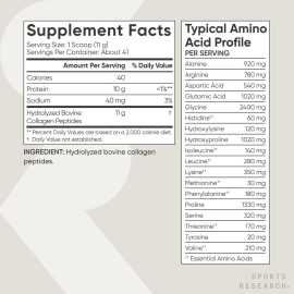 Sports Research Collagen Peptides for Women & Men, Unflavored, 16 oz., Hydrolyzed Type 1 & 3 Collagen Powder Protein Supplement for Healthy Skin, Nails, Bones & Joints Sports Research Collagen Peptides for Women & Men, Unflavored, 16 oz., Hydrolyzed Type 1 & 3 Collagen Powder Protein Supplement for Healthy Skin, Nails, Bones & Joints