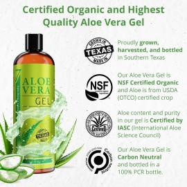 Seven Minerals Organic Aloe Vera Gel from freshly cut 100% Pure Aloe - Big 12oz - HighestQuality, Texas grown, Vegan, Unscented - For Face, Skin, Hair, Sunburn relief Seven Minerals Organic Aloe Vera Gel from freshly cut 100% Pure Aloe - Big 12oz - HighestQuality, Texas grown, Vegan, Unscented - For Face, Skin, Hair, Sunburn relief