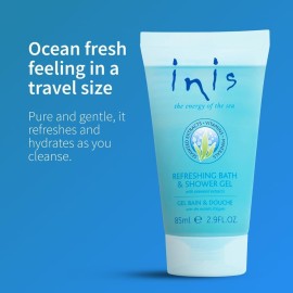 Inis the Energy of the Sea Refreshing Bath and Shower Gel - Travel Size Body Wash for Women and Men - Ocean Fresh Fragrance - 2.9 Fl Oz