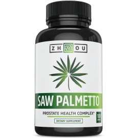 Zhou Nutrition Saw Palmetto Extract 500 mg, Prostate Health, Urinary Tract Support, DHT Blocker for Men and Women Hair Growth, Non-GMO, 100 Capsules (Packaging may vary)