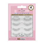 Eylure Naturals No. 020 Reusable Eyelashes, Adhesive Included, Black, 4 Pairs