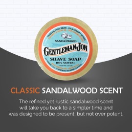 Gentleman Jon Sandalwood Shaving Soap for Men - Creates the Perfect Lather - Ideal for Smooth Shaves - Moisturizes and Protects - Elevate Your Grooming with this Classic Shave Essential (2.25 oz) Gentleman Jon Sandalwood Shaving Soap for Men - Creates the Perfect Lather - Ideal for Smooth Shaves - Moisturizes and Protects - Elevate Your Grooming with this Classic Shave Essential (2.25 oz)