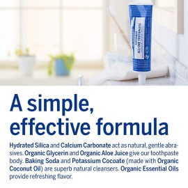 Dr. Bronners - All-One Toothpaste (Peppermint, 5 ounce) - 70% Organic Ingredients, Natural and Effective, Fluoride-Free, SLS-Free, Helps Freshen Breath, Reduce Plaque, Whiten Teeth, Vegan Dr. Bronners - All-One Toothpaste (Peppermint, 5 ounce) - 70% Organic Ingredients, Natural and Effective, Fluoride-Free, SLS-Free, Helps Freshen Breath, Reduce Plaque, Whiten Teeth, Vegan