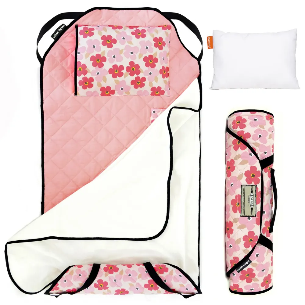 Urban Infant Tot Cot Kids Nap Mat - Toddler Preschool Daycare Bedding Cover with Blanket and Pillow - Poppies Urban Infant Tot Cot Kids Nap Mat - Toddler Preschool Daycare Bedding Cover with Blanket and Pillow - Poppies