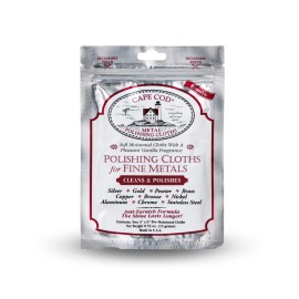 Cape Cod Polishing Cloths for Fine Metals | Jewelry Cleaner and Tarnish Remover | Silver Polishing to a Brilliant Shine | Foil Pack of (2) 4x6 Cloths