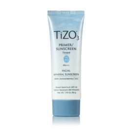 TiZO3 Facial Mineral Sunscreen and Primer, Tinted Broad Spectrum SPF 40 with Antioxidants, Sheer matte finish, Fragrance-Free, Oil-Free, Dermatologist-recommended, PA+++ 1.75 oz