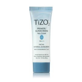 TiZO2 Facial Mineral Sunscreen and Primer, Non-tinted Broad Spectrum SPF 40 with Antioxidants, Sheer matte finish, Fragrance-Free, Oil-Free, Dermatologist-recommended, PA++++ 1.75 oz