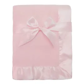 American Baby Company Fleece Blanket with Silk-Like Satin Trim, Soft, Warm & Cozy, Pink, 30 x 40 for Boys and Girls, Perfect for Baby Carrier, Stroller, Travel and Gifting