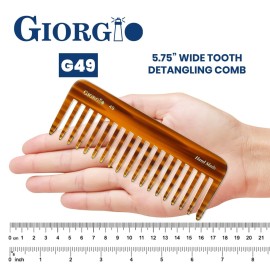 Giorgio G49 Large Hair Detangling Comb, Wide Teeth for Thick Curly Wavy Hair. Long Hair Detangler Comb For Wet and Dry. Handmade of Quality Cellulose, Saw-Cut, Hand Polished, Tortoise Shell (5.75) Giorgio G49 Large Hair Detangling Comb, Wide Teeth for Thick Curly Wavy Hair. Long Hair Detangler Comb For Wet and Dry. Handmade of Quality Cellulose, Saw-Cut, Hand Polished, Tortoise Shell (5.75)