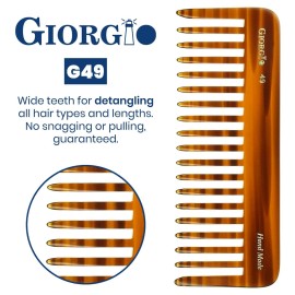 Giorgio G49 Large Hair Detangling Comb, Wide Teeth for Thick Curly Wavy Hair. Long Hair Detangler Comb For Wet and Dry. Handmade of Quality Cellulose, Saw-Cut, Hand Polished, Tortoise Shell (5.75) Giorgio G49 Large Hair Detangling Comb, Wide Teeth for Thick Curly Wavy Hair. Long Hair Detangler Comb For Wet and Dry. Handmade of Quality Cellulose, Saw-Cut, Hand Polished, Tortoise Shell (5.75)