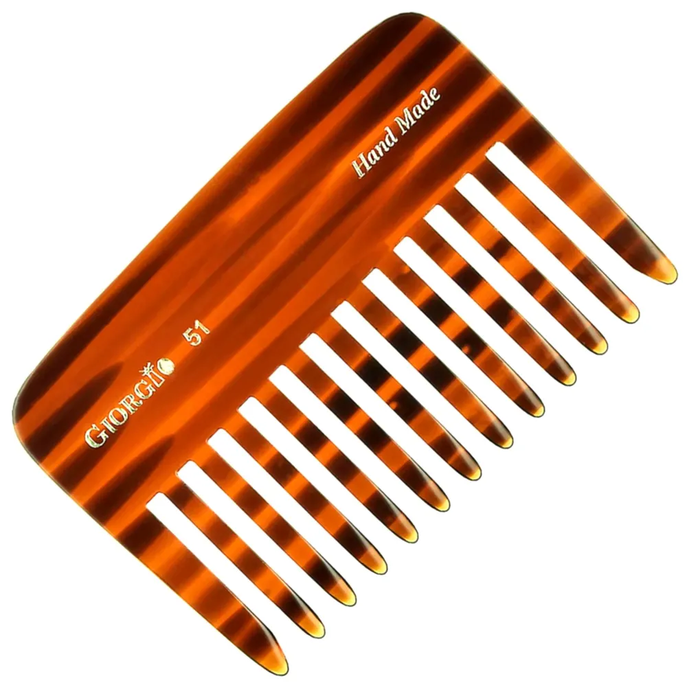 Giorgio G51 Small Travel Purse Hair Detangling Comb, Wide Teeth Pocket Comb for Thick Curly Wavy Hair. Hair Detangler Comb For Wet and Dry Everyday Care. Handmade of Cellulose, Saw-Cut Hand Polished Giorgio G51 Small Travel Purse Hair Detangling Comb, Wide Teeth Pocket Comb for Thick Curly Wavy Hair. Hair Detangler Comb For Wet and Dry Everyday Care. Handmade of Cellulose, Saw-Cut Hand Polished