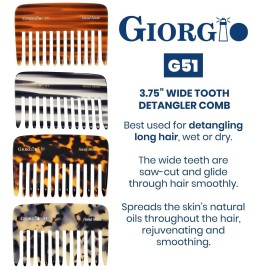 Giorgio G51 Small Travel Purse Hair Detangling Comb, Wide Teeth Pocket Comb for Thick Curly Wavy Hair. Hair Detangler Comb For Wet and Dry Everyday Care. Handmade of Cellulose, Saw-Cut Hand Polished Giorgio G51 Small Travel Purse Hair Detangling Comb, Wide Teeth Pocket Comb for Thick Curly Wavy Hair. Hair Detangler Comb For Wet and Dry Everyday Care. Handmade of Cellulose, Saw-Cut Hand Polished
