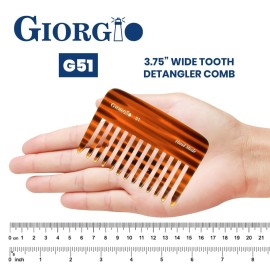 Giorgio G51 Small Travel Purse Hair Detangling Comb, Wide Teeth Pocket Comb for Thick Curly Wavy Hair. Hair Detangler Comb For Wet and Dry Everyday Care. Handmade of Cellulose, Saw-Cut Hand Polished Giorgio G51 Small Travel Purse Hair Detangling Comb, Wide Teeth Pocket Comb for Thick Curly Wavy Hair. Hair Detangler Comb For Wet and Dry Everyday Care. Handmade of Cellulose, Saw-Cut Hand Polished