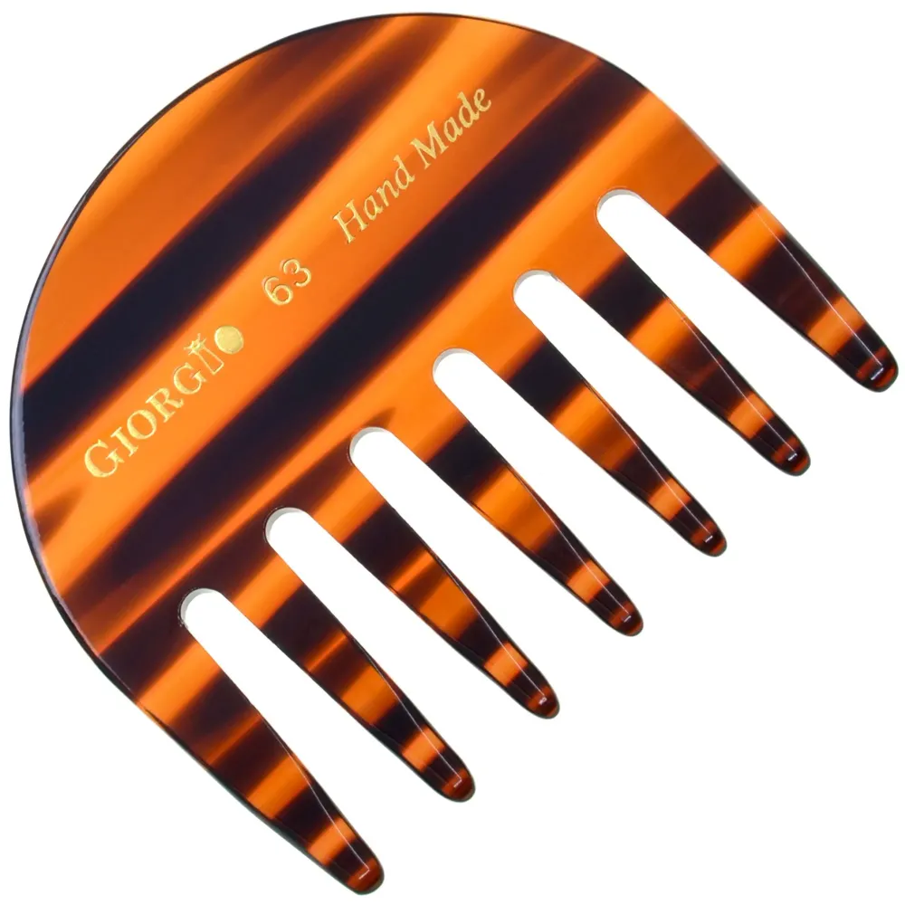 Giorgio G63 Detangling Comb for Women - Wide Tooth, Pocket and Travel Size for Thick Hair, Wet or Dry Everyday Care. Handmade, Saw-Cut, and Polished