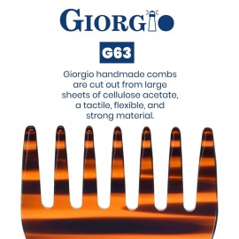 Giorgio G63 Detangling Comb for Women - Wide Tooth, Pocket and Travel Size for Thick Hair, Wet or Dry Everyday Care. Handmade, Saw-Cut, and Polished