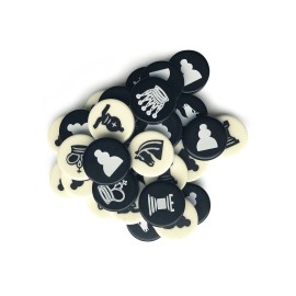Sondergut Travel Chess Replacement Pieces - 32 Count- Flat Travel Size 2 CM Checkers Chessmen, Melamine Stones - One Side Blank for Checkers- for Travel Games, Standard Game Boards, Etc
