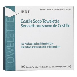 PDI D41900 Castile Soap Towelette 7.7x5 Individually Wrapped 100/bx Sold Per Box PDI D41900 Castile Soap Towelette 7.7x5 Individually Wrapped 100/bx Sold Per Box