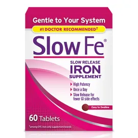 Slow Fe 45mg Iron Supplement for Iron Deficiency, Slow Release, High Potency, Easy to Swallow Tablets - 60 Count Slow Fe 45mg Iron Supplement for Iron Deficiency, Slow Release, High Potency, Easy to Swallow Tablets - 60 Count