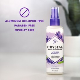 CRYSTAL Mineral Deodorant Spray- Body Deodorant With 24-Hour Odor Protection, Lavender & White Tea Spray, Non-Staining, Aluminum Chloride & Paraben Free, 4 FL OZ - Pack of 2 CRYSTAL Mineral Deodorant Spray- Body Deodorant With 24-Hour Odor Protection, Lavender & White Tea Spray, Non-Staining, Aluminum Chloride & Paraben Free, 4 FL OZ - Pack of 2