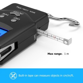 Dr.meter Fish Scale Luggage Scale - PS01 110lb/50kg Backlit LCD Display Digital Scale with Built-in Measuring Tape - Fishing Scale with 2 AAA Batteries, Pocket Size - Fishing Gifts for Men Dr.meter Fish Scale Luggage Scale - PS01 110lb/50kg Backlit LCD Display Digital Scale with Built-in Measuring Tape - Fishing Scale with 2 AAA Batteries, Pocket Size - Fishing Gifts for Men