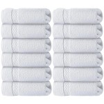 WhiteClassic Luxury Cotton Washcloths - Large Hotel Spa Bathroom Face Towel | 12 Pack | White