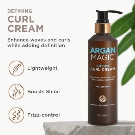 ARGAN MAGIC Defining Curl Cream - Enhances Waves and Curls While Adding Definition | Conditions, Detangles, and Reduces Frizz | Paraben Free (8.5 Ounce / 250 Milliliter) ARGAN MAGIC Defining Curl Cream - Enhances Waves and Curls While Adding Definition | Conditions, Detangles, and Reduces Frizz | Paraben Free (8.5 Ounce / 250 Milliliter)