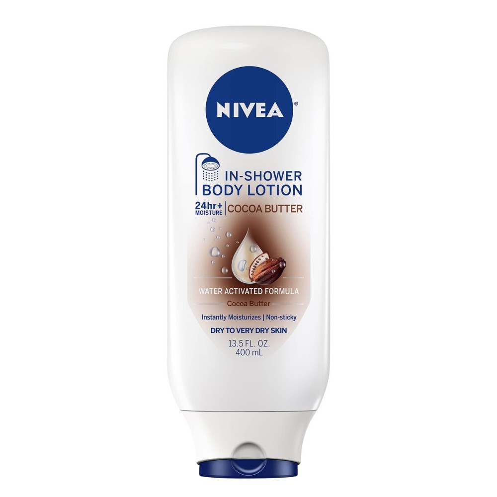 NIVEA Cocoa Butter In Shower Lotion, Body Lotion for Dry Skin, 13.5 Fl Oz Bottle NIVEA Cocoa Butter In Shower Lotion, Body Lotion for Dry Skin, 13.5 Fl Oz Bottle