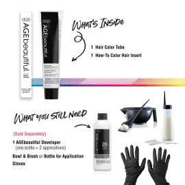 AGE beautiful Permanent Hair Color Dye Liqui Creme | 100% Gray Coverage | Anti-Aging Haircolor | Biotin for Thicker, Fuller Hair | Professional Salon Coloring | 3NN Darkest Intense Brown